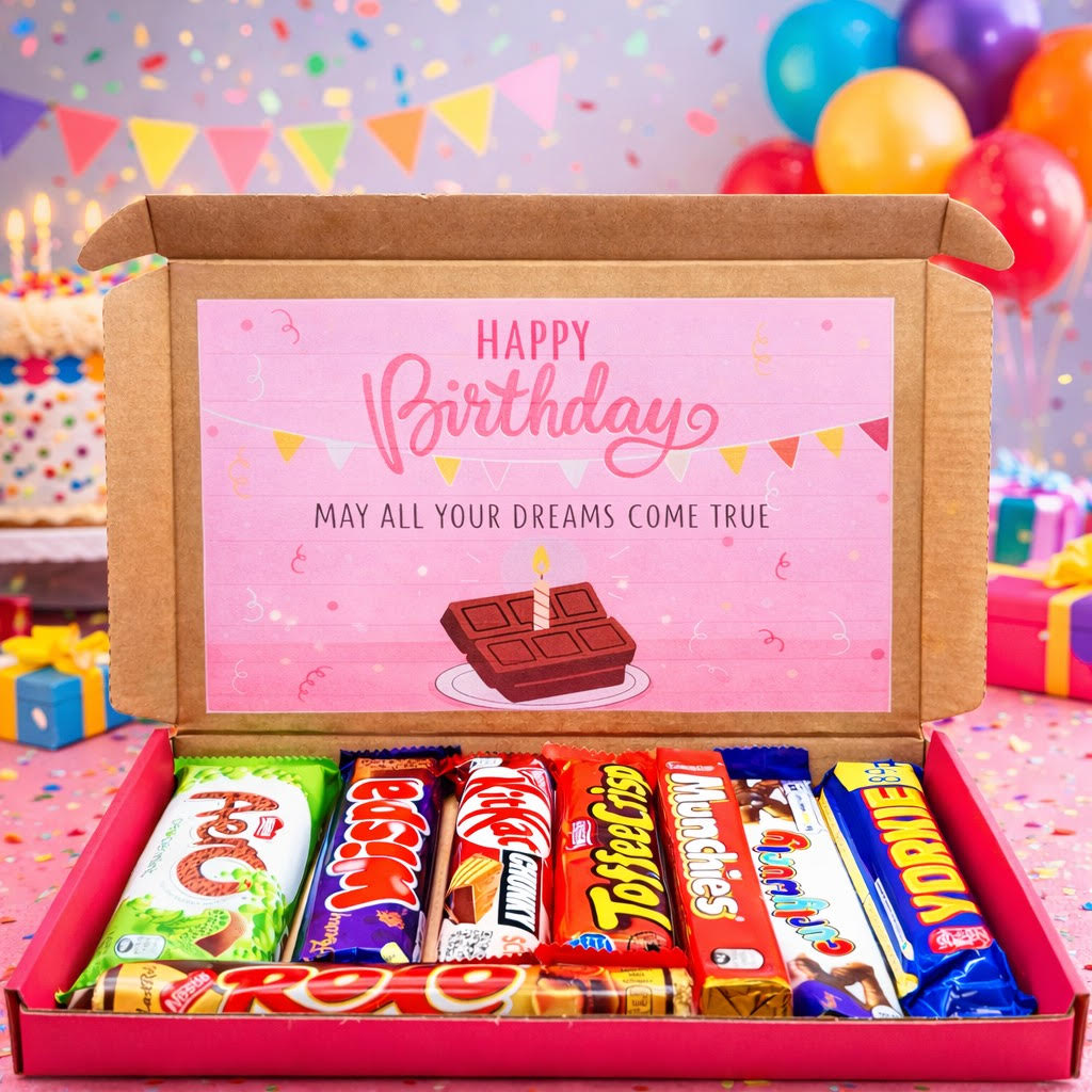 Birthday Chocolate Gift Box for Her – Elegant Birthday Gift, Chocolate Hamper, Letterbox Gifts